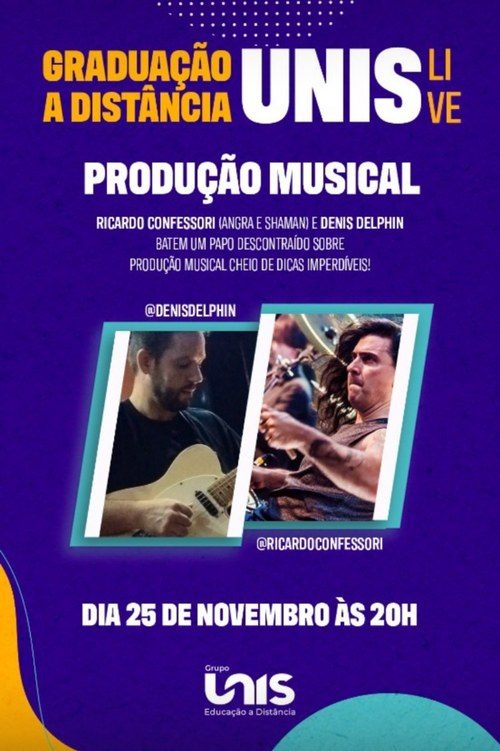 Convite oficial do Grupo UNIS para live com Denis Delphin